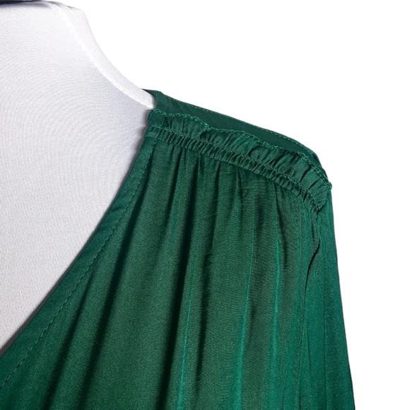 Cathrine Malandrino Airflow V-Neck Peplum Waist Blouse Emerald Green Sz: Small - Picture 6 of 11